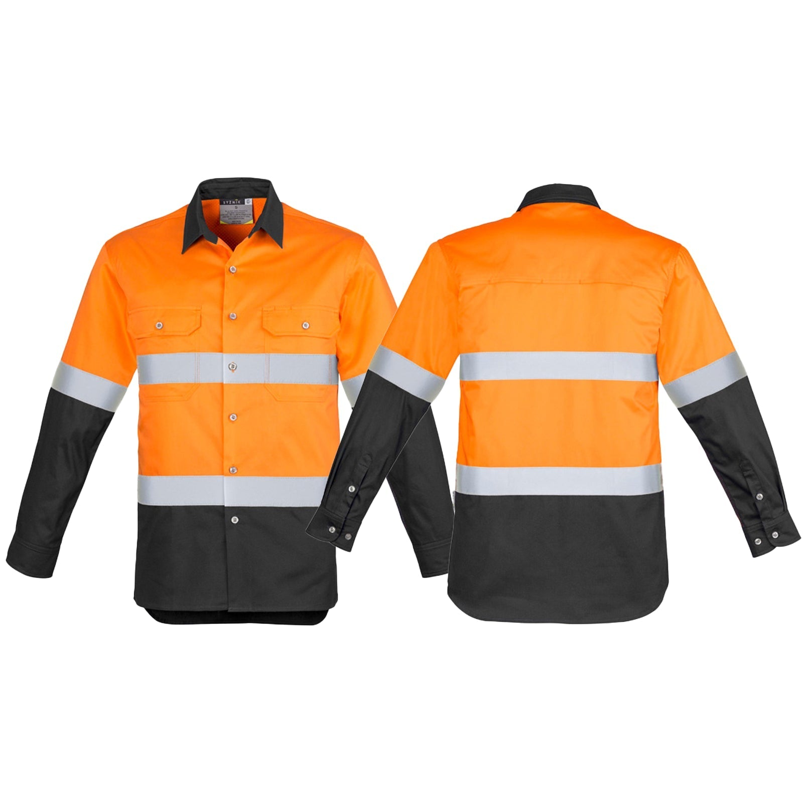 Mens High Visibility Spliced Industrial Long Sleeve Shirt – Hoop Taped - SunSafe Australia