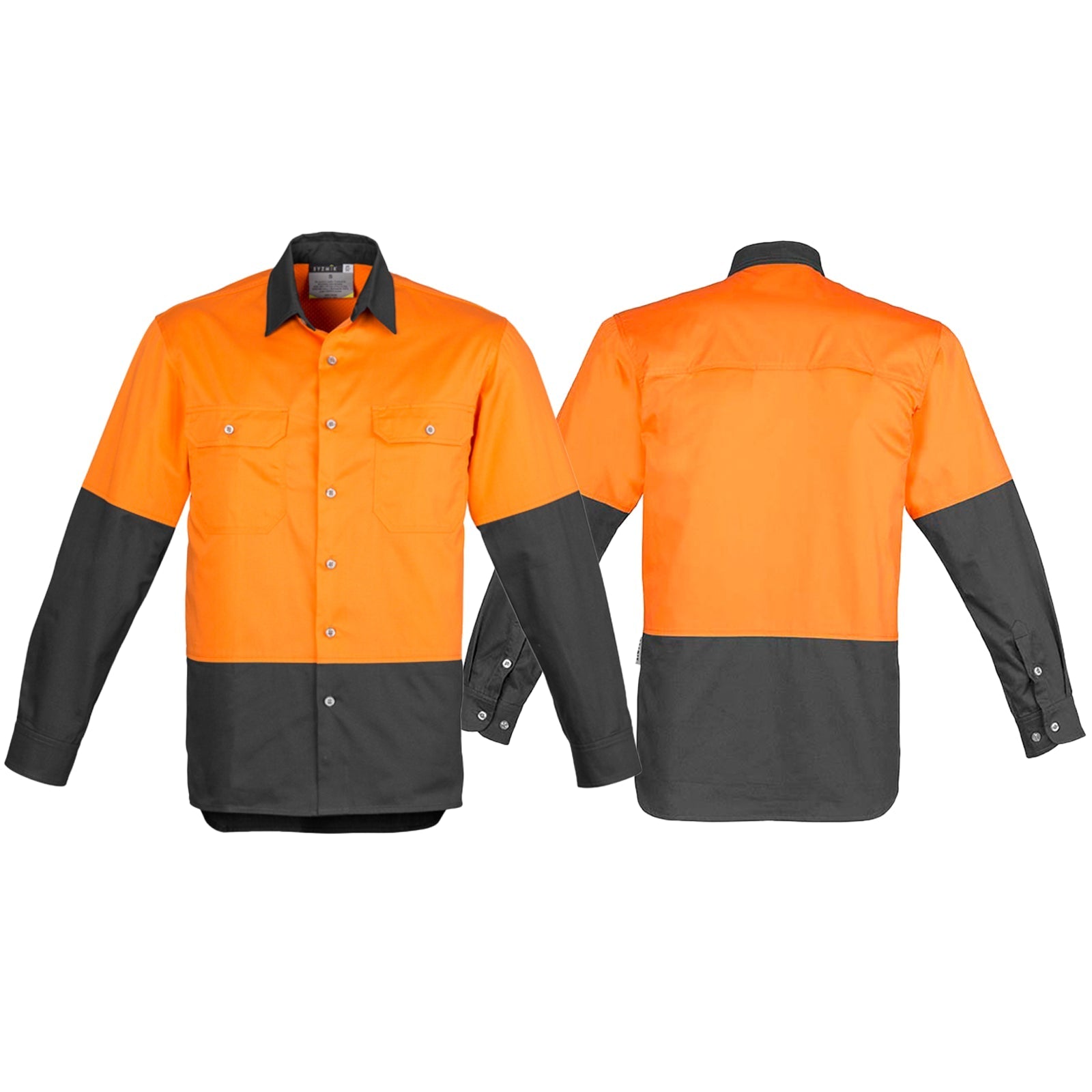 Men's High Visibility Spliced Industrial Long Sleeve Shirt - SunSafe Australia