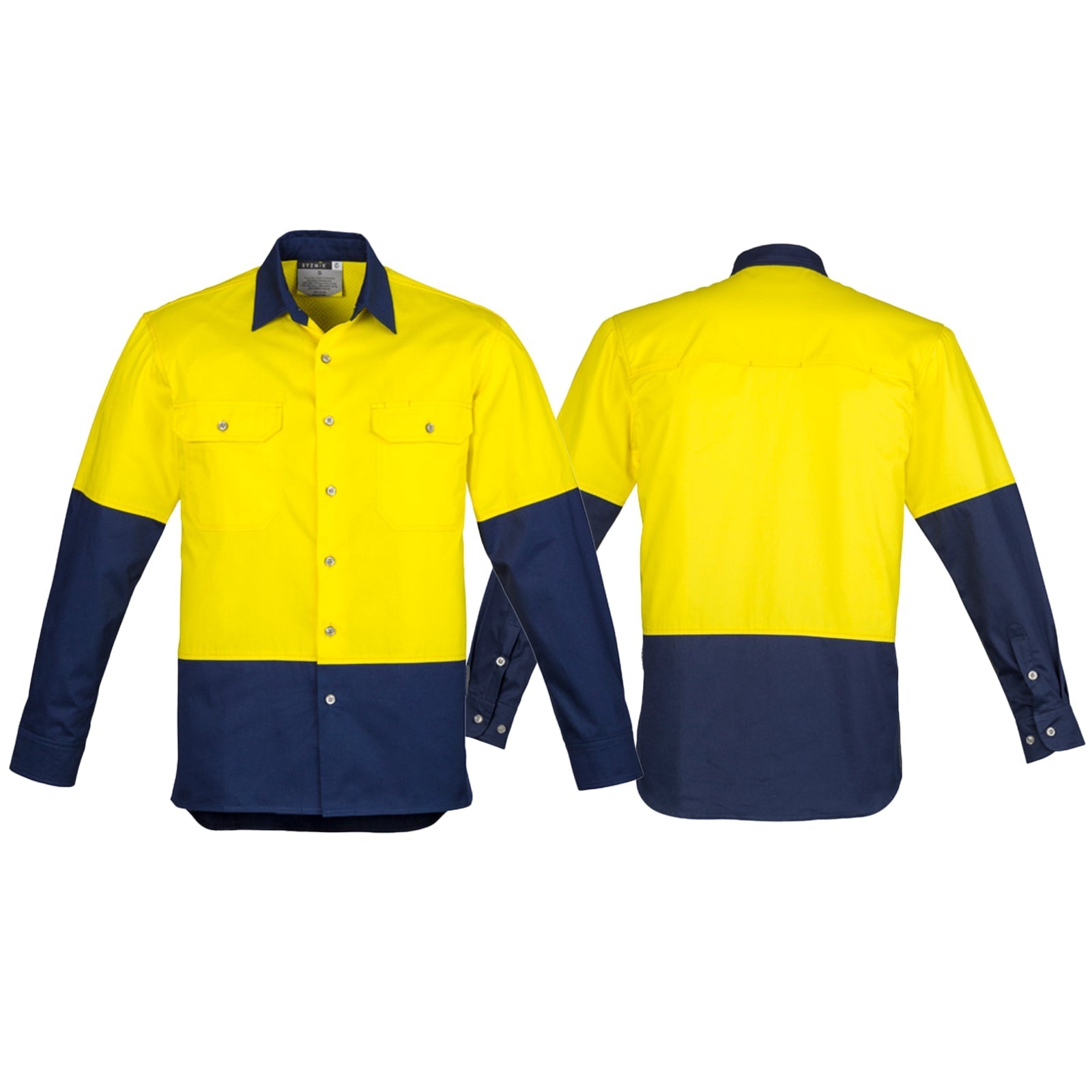 Men's High Visibility Spliced Industrial Long Sleeve Shirt - SunSafe Australia