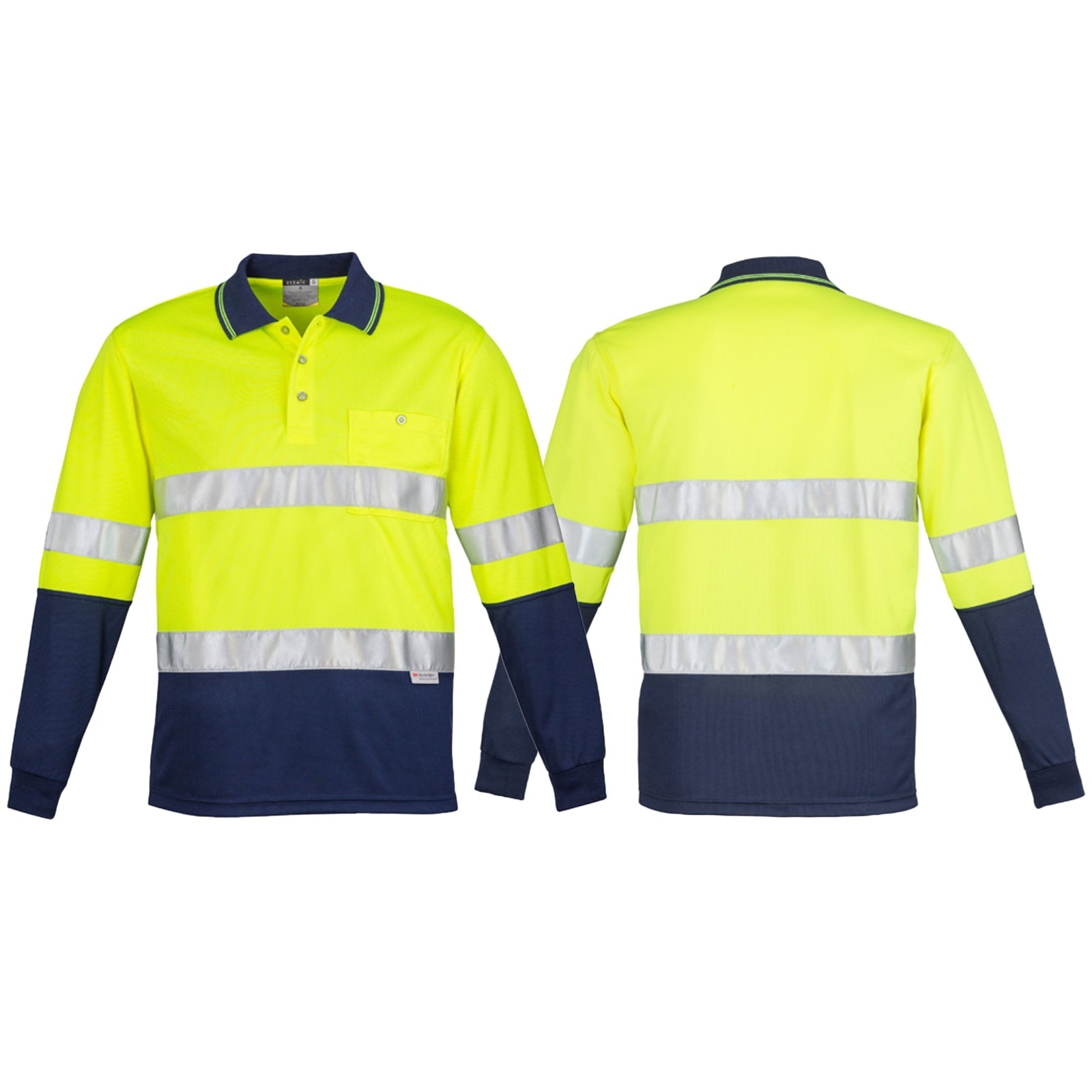 Men's High Visibility Spliced Long Sleeve Hoop Taped Polo ZH235 - SunSafe Australia