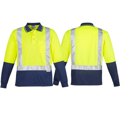 Men's High Visibility Spliced Long Sleeve Shoulder Taped Polo ZH234 - SunSafe Australia