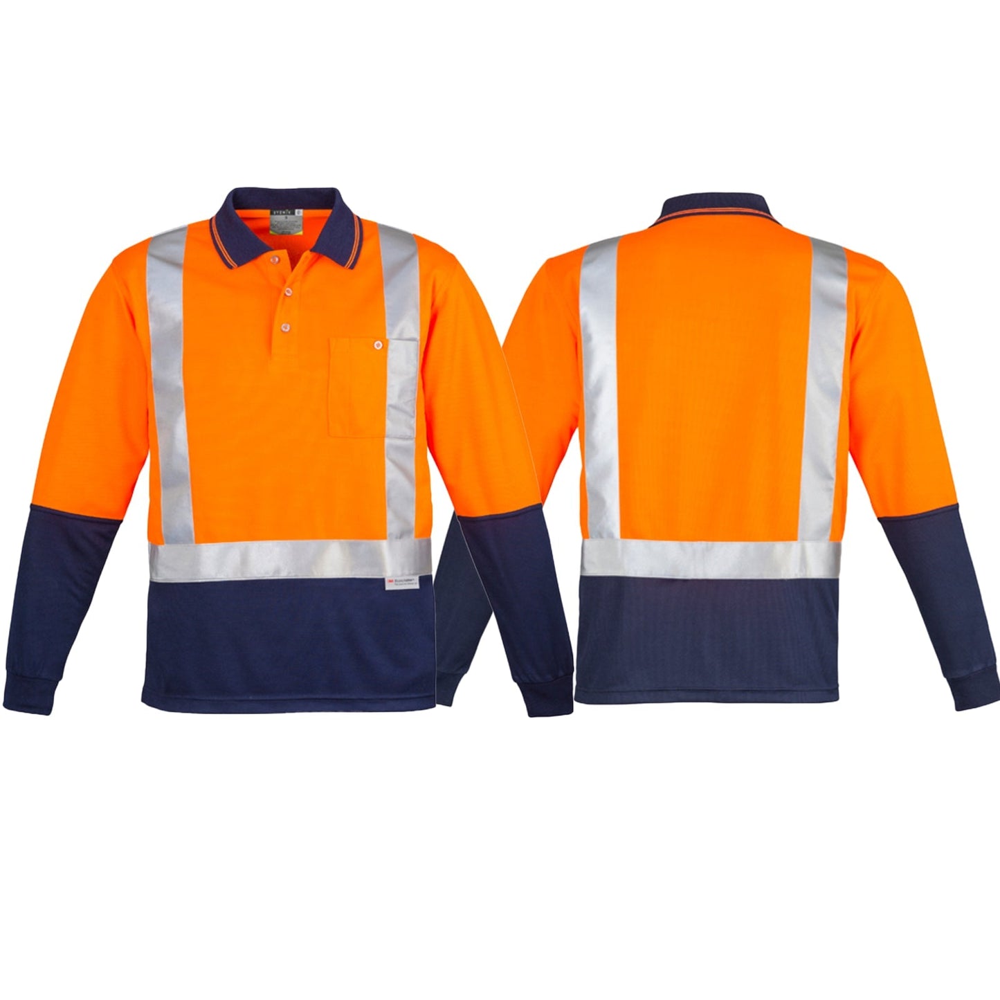 Men's High Visibility Spliced Long Sleeve Shoulder Taped Polo ZH234 - SunSafe Australia