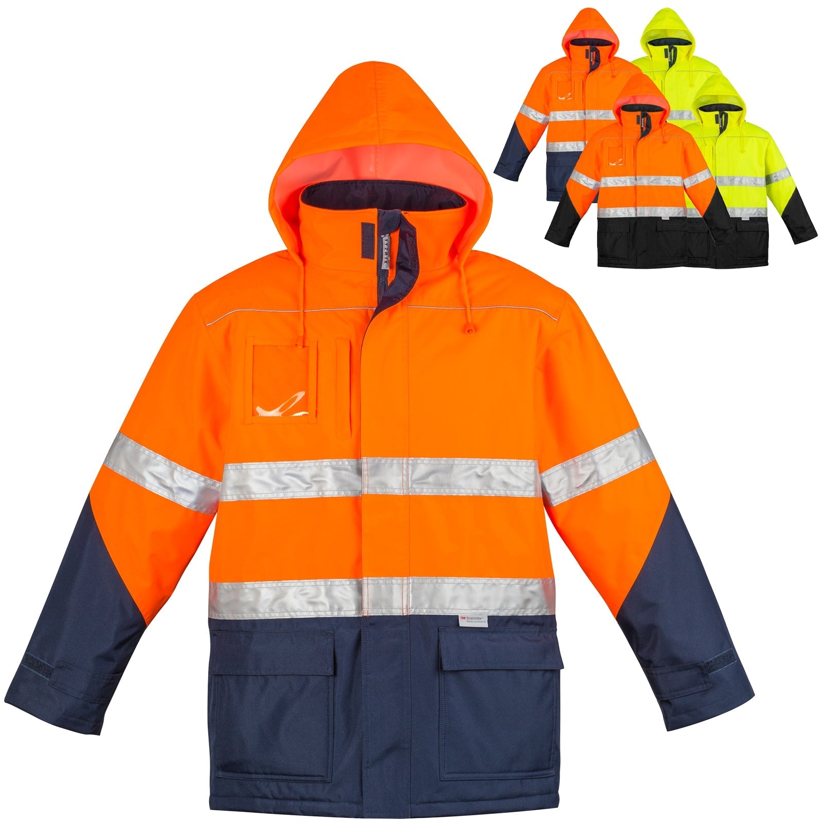 Men's High Visibility Storm Jacket – Waterproof & Quilted Hi - Vis Outerwear - SunSafe Australia