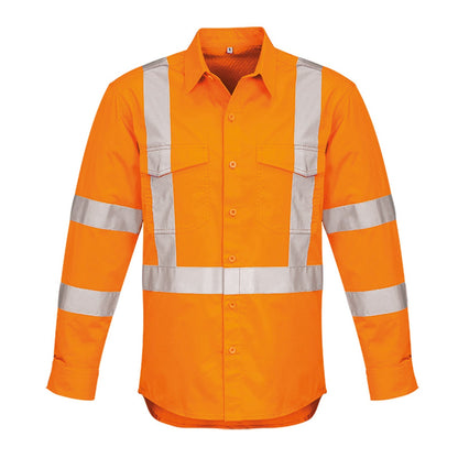 Mens High Visibility "X" Back Long Sleeve Shirt ZW690 - SunSafe Australia