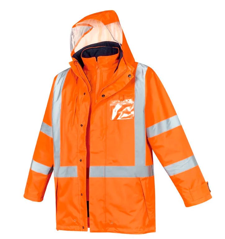 Men's High Visibility X Back Taped 4 in 1 Waterproof Jacket ZJ616 - SunSafe Australia