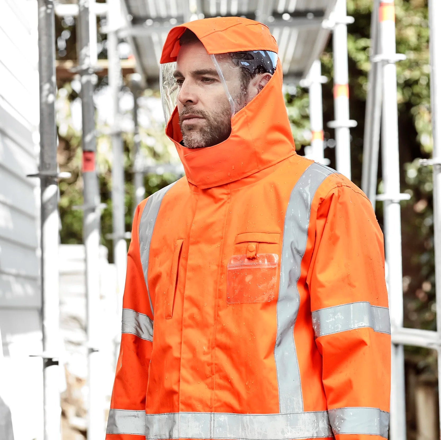 Men's High Visibility X Back Taped 4 in 1 Waterproof Jacket ZJ616 - SunSafe Australia