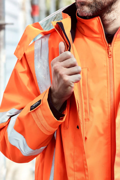 Men's High Visibility X Back Taped 4 in 1 Waterproof Jacket ZJ616 - SunSafe Australia