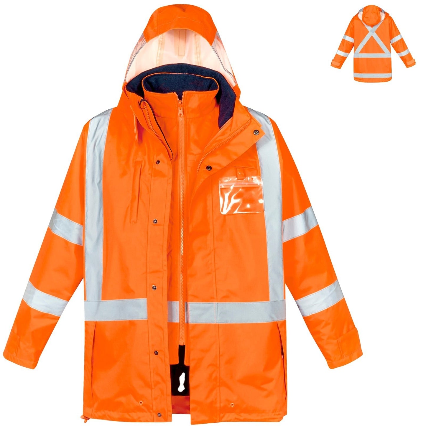 Men's High Visibility X Back Taped 4 in 1 Waterproof Jacket ZJ616 - SunSafe Australia