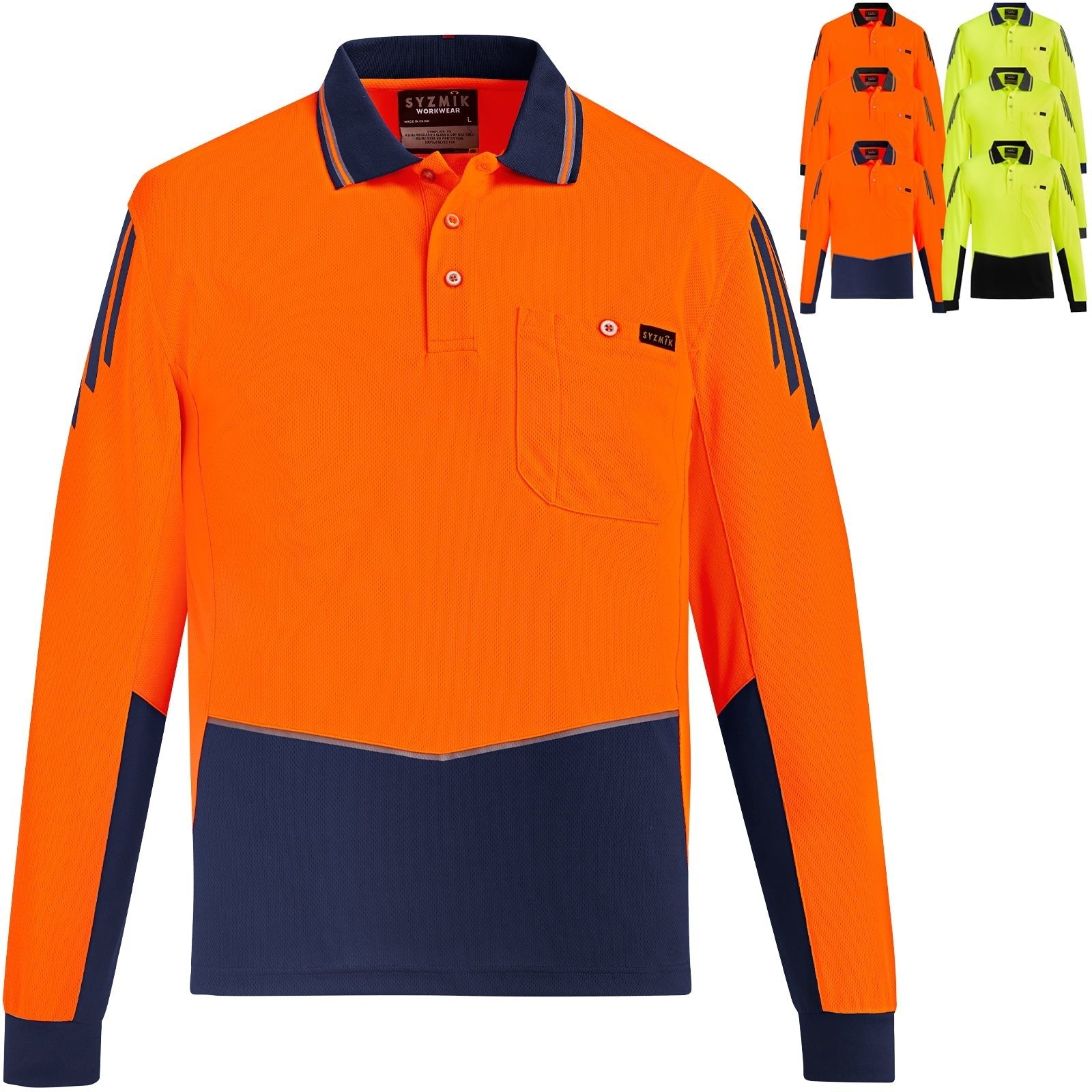 Men's Highly Breathable Flux Long Sleeve Polo ZH310 - SunSafe Australia