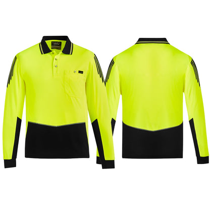 Men's Highly Breathable Flux Long Sleeve Polo ZH310 - SunSafe Australia