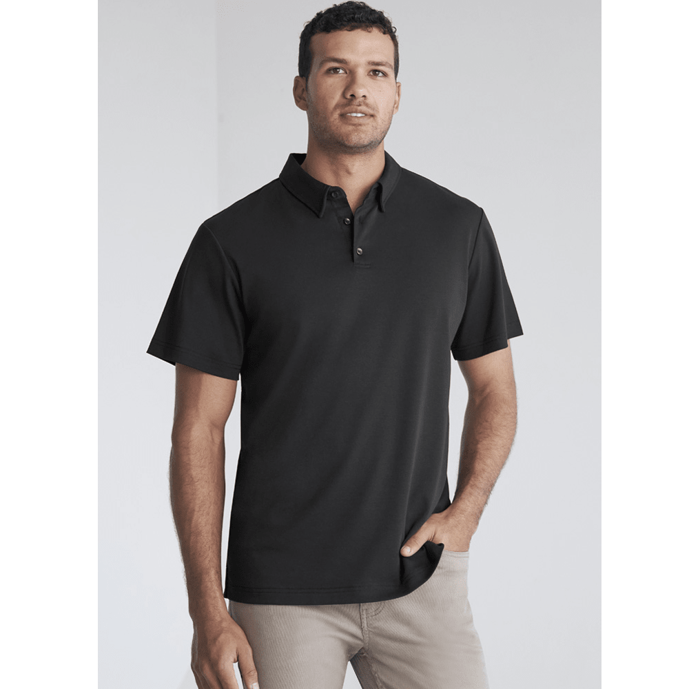 Men's Lotus Short Sleeve Polo UPF 50+ in Black