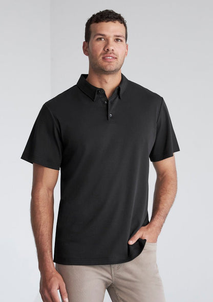 Men's Lotus Short Sleeve Polo UPF 50+ in Black