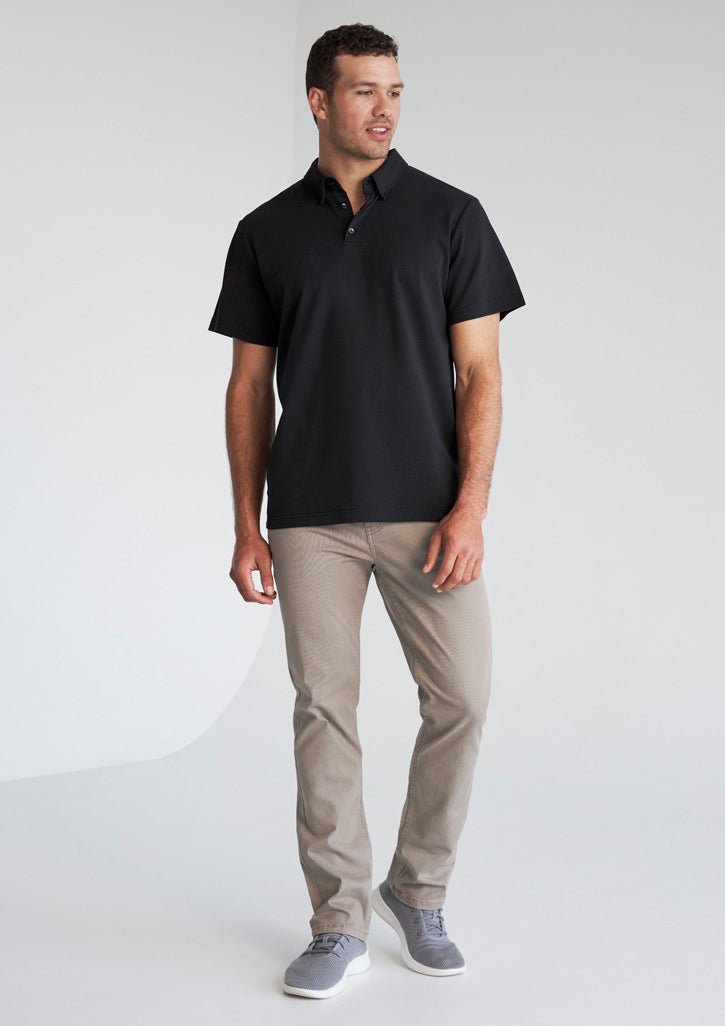 Men's Lotus Short Sleeve Polo UPF 50+ in Black