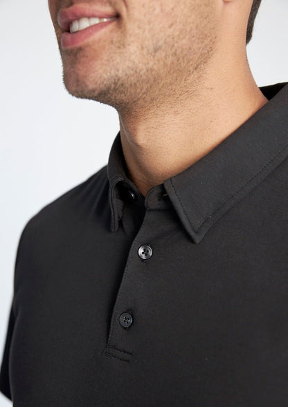 Men's Lotus Short Sleeve Polo UPF 50+ in Black