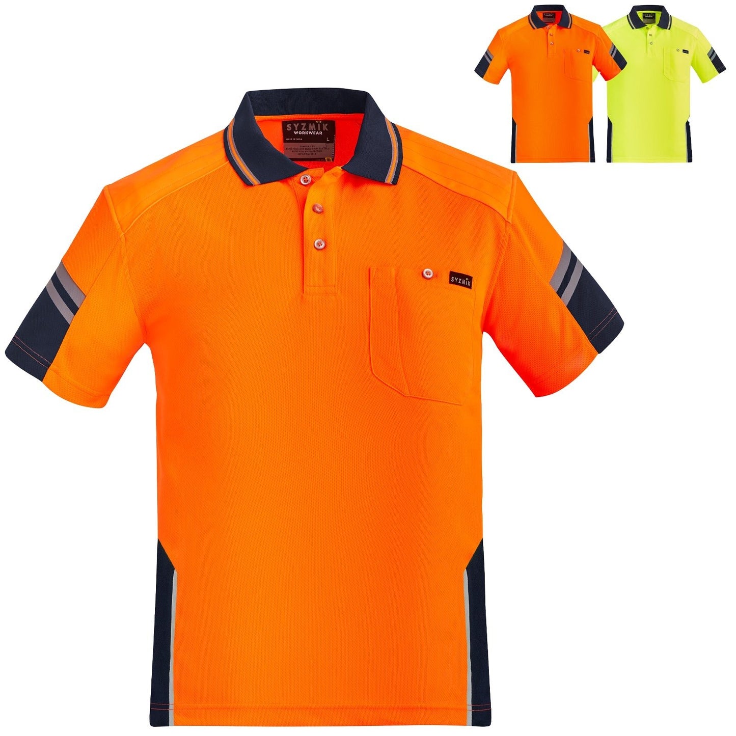 Men's Reinforced High Visibility Squad Short Sleeve Polo ZH465 - SunSafe Australia