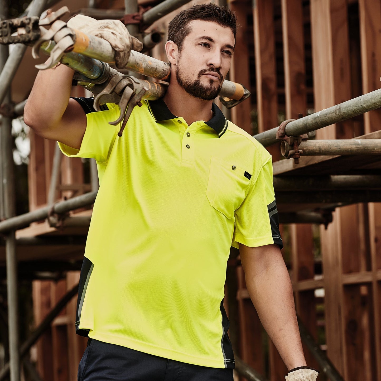 Men's Reinforced High Visibility Squad Short Sleeve Polo ZH465 - SunSafe Australia