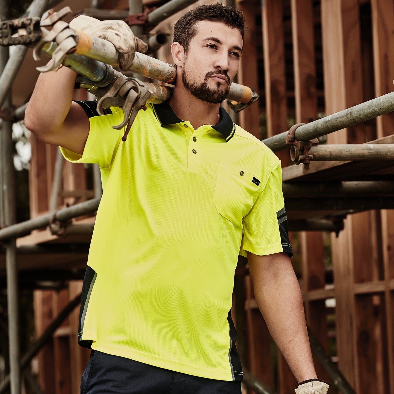 Men's Reinforced High Visibility Squad Short Sleeve Polo ZH465 - SunSafe Australia