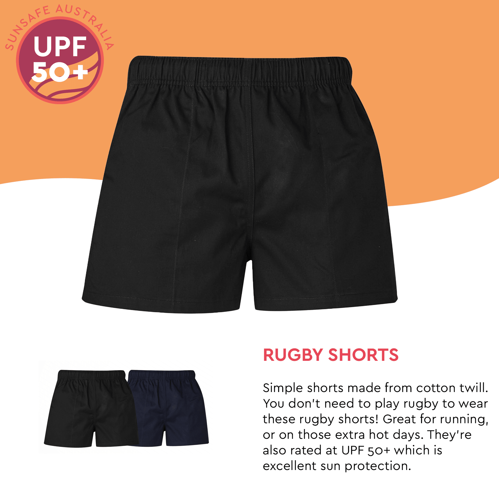 Men's Rugby Shorts ZS105 - SunSafe Australia