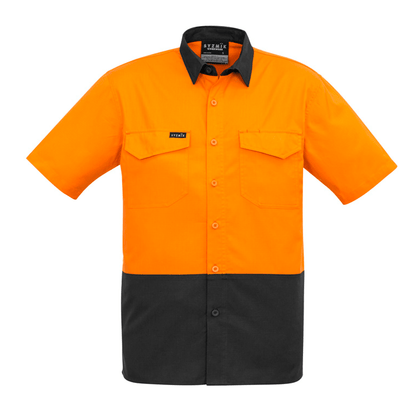 Men's Rugged Cooling Hi Vis Short Sleeve Shirt - SunSafe Australia
