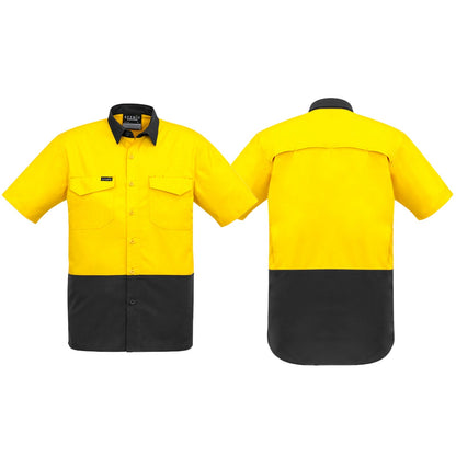 Men's Rugged Cooling Hi Vis Short Sleeve Shirt - SunSafe Australia
