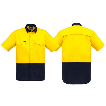 Men's Rugged Cooling Hi Vis Short Sleeve Shirt - SunSafe Australia