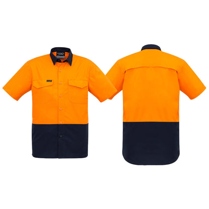 Men's Rugged Cooling Hi Vis Short Sleeve Shirt - SunSafe Australia