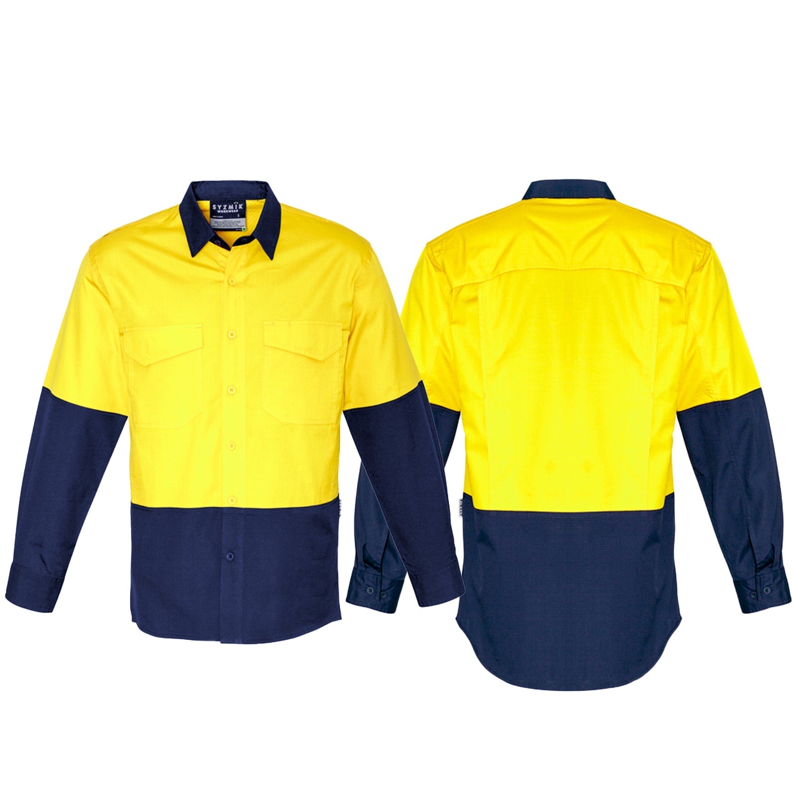 Mens Rugged Cooling High Visibility Spliced Long Sleeve Shirt - SunSafe Australia