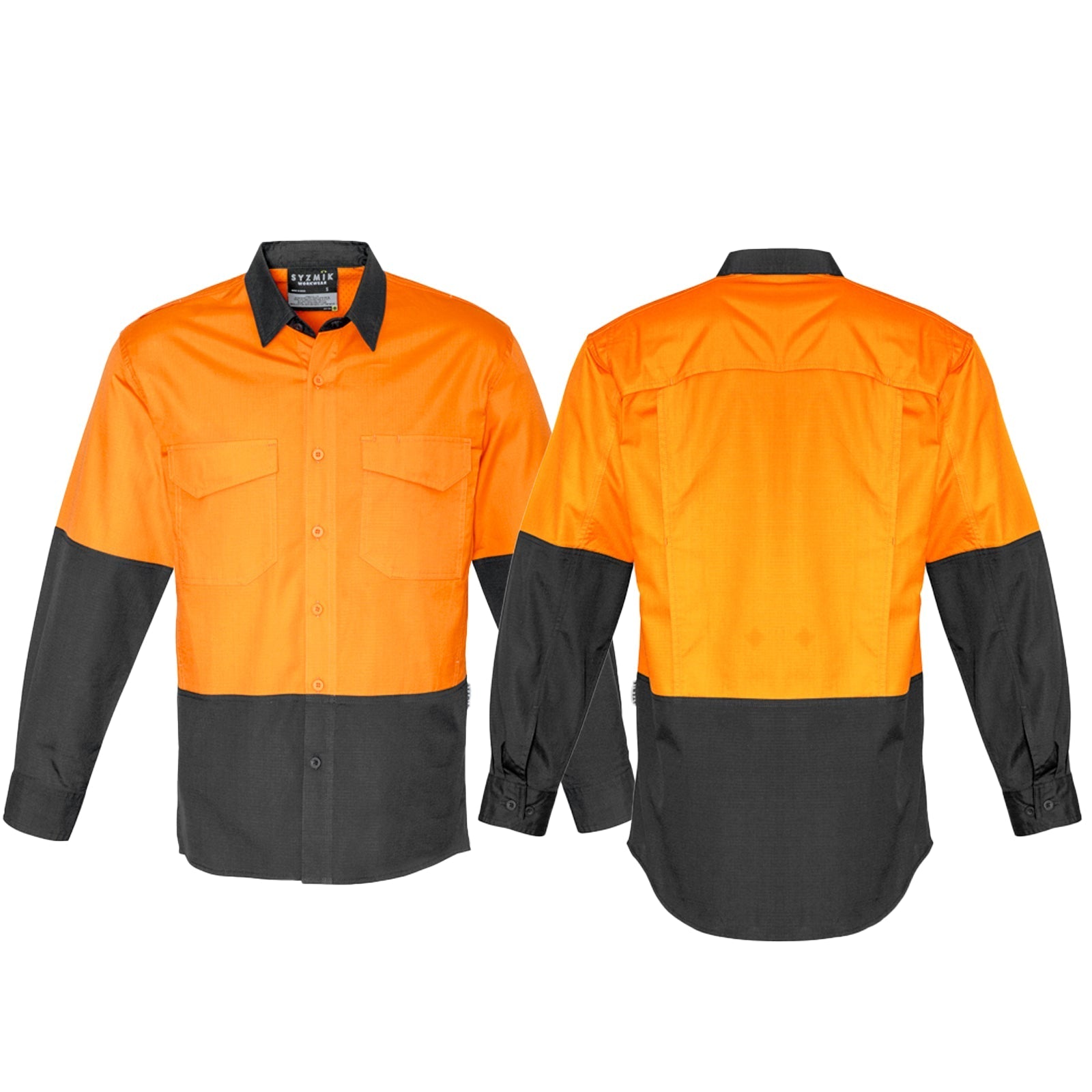 Mens Rugged Cooling High Visibility Spliced Long Sleeve Shirt - SunSafe Australia