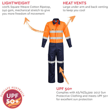 Men's Rugged Cooling High Visibility Taped Overall ZC804 - SunSafe Australia