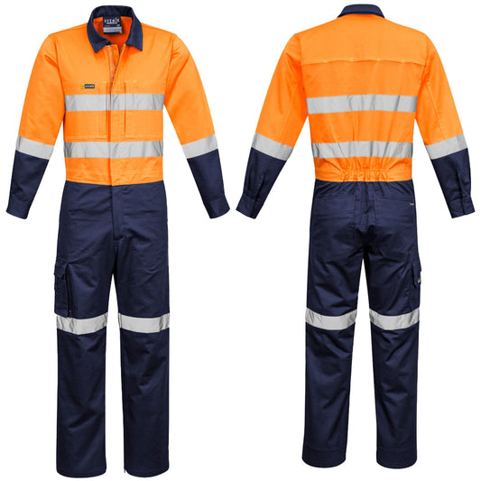 Syzmik Men's Rugged Cooling Taped Overall ZC804 in Orange On Navy