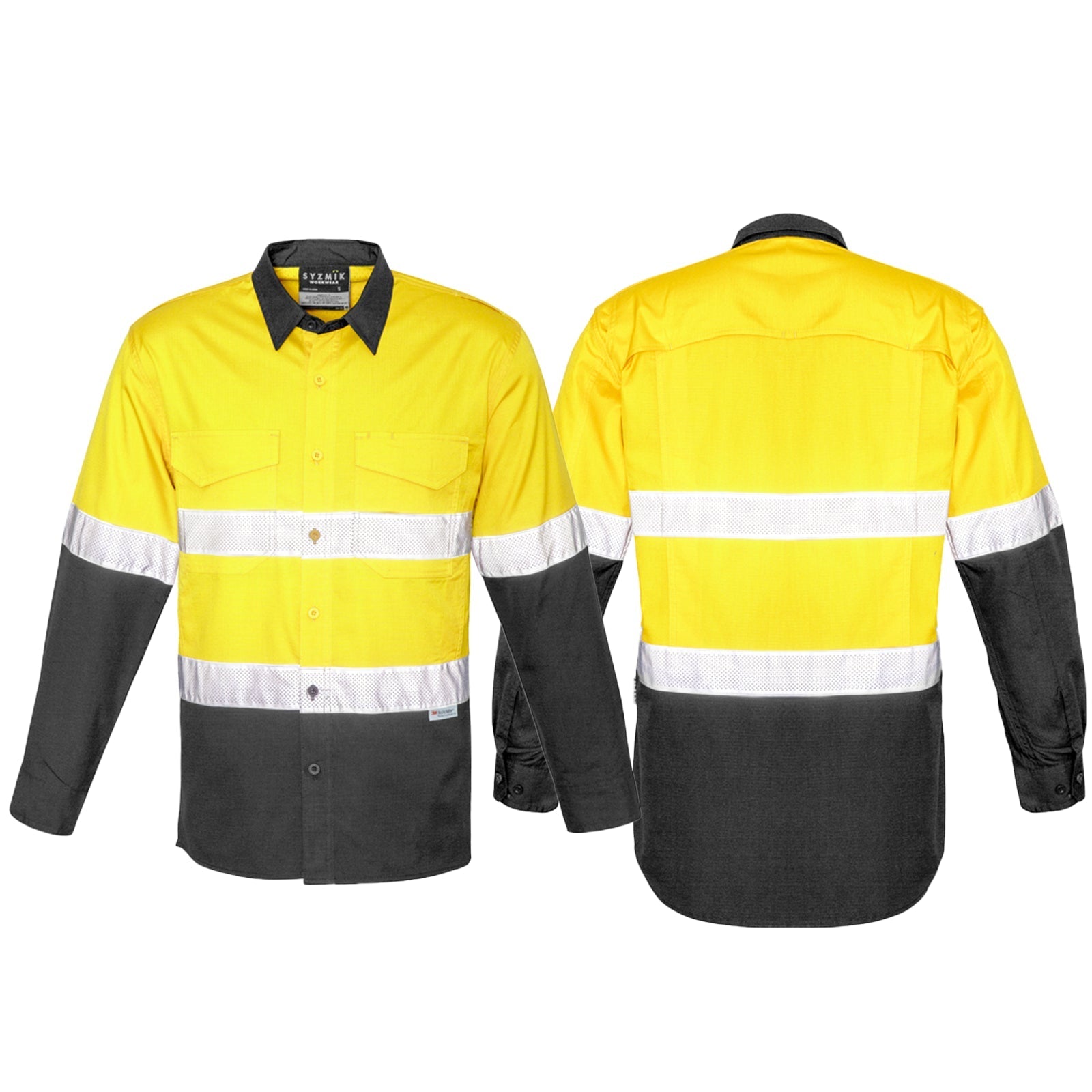 Men's Rugged Cooling Taped High Visibility Spliced Long Sleeve Shirt ZW129 - SunSafe Australia