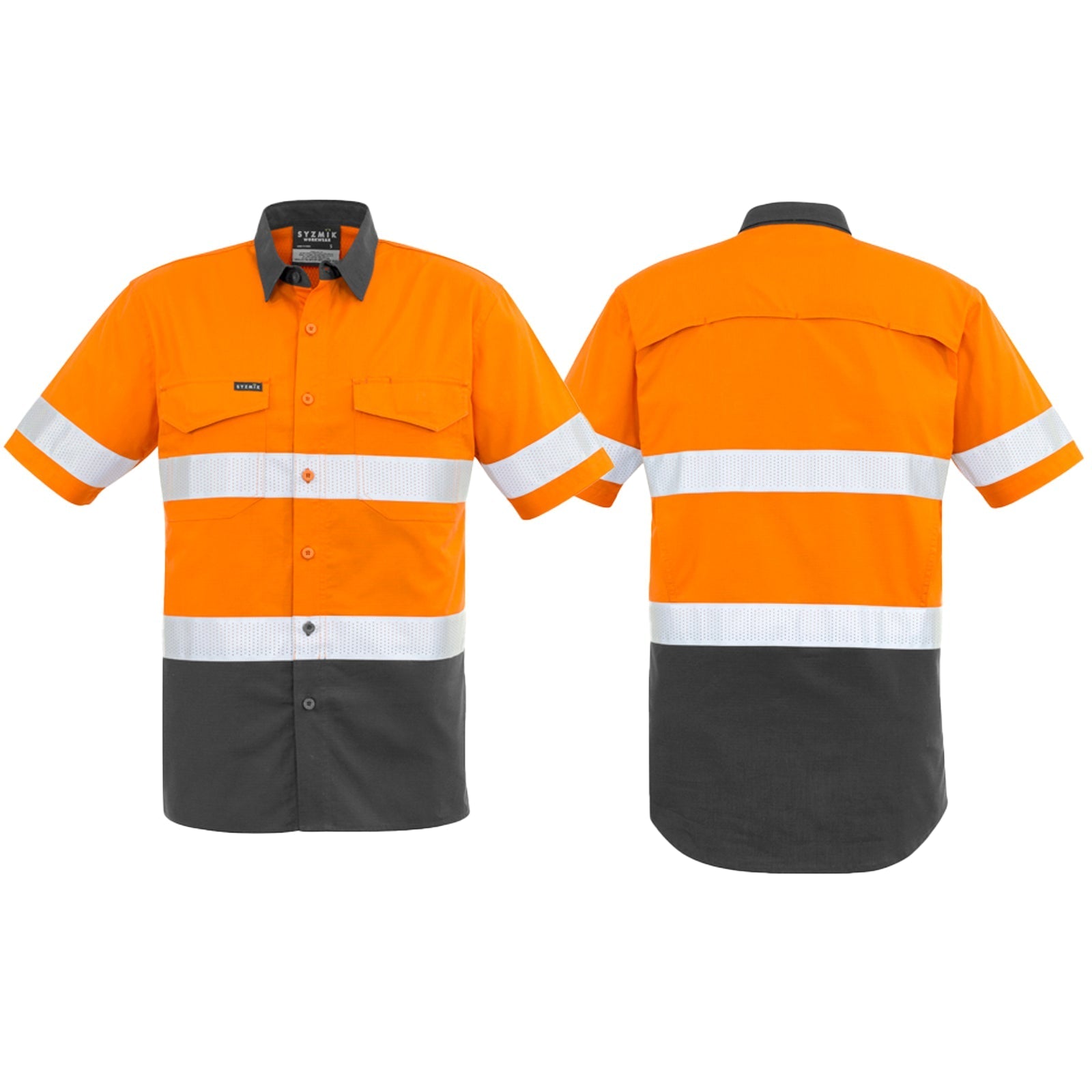 Mens Rugged Cooling Taped High Visibility Spliced Short Sleeve Shirt - SunSafe Australia