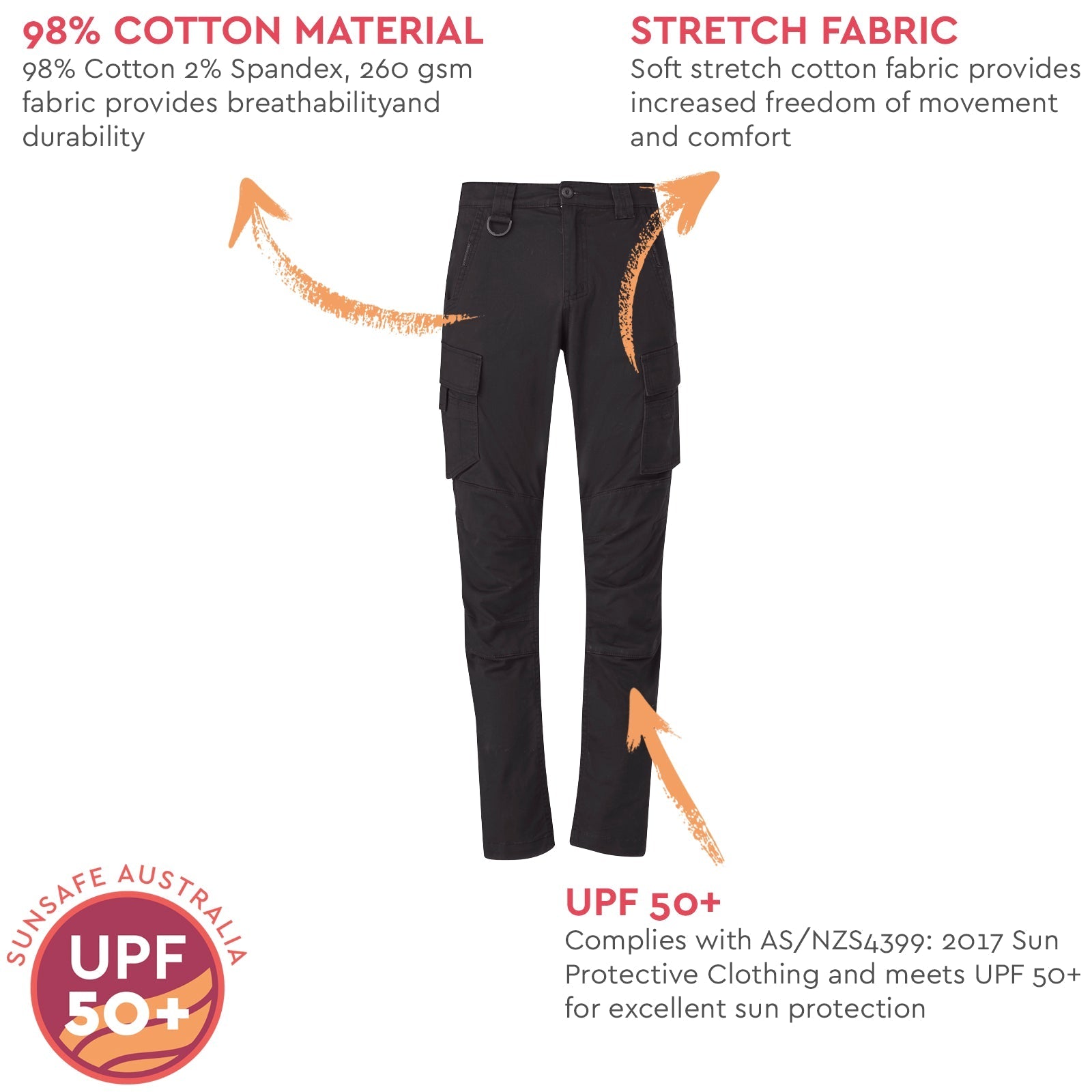 Men's Streetworx Curved Cargo Pant ZP360 - SunSafe Australia