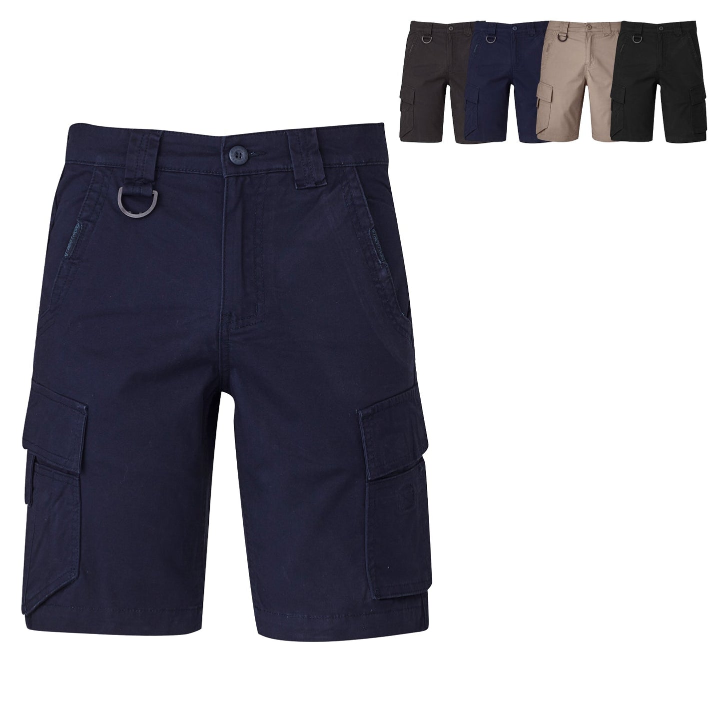 Syzmik Men's Streetworx Curved Cargo Shorts ZS360 in Black