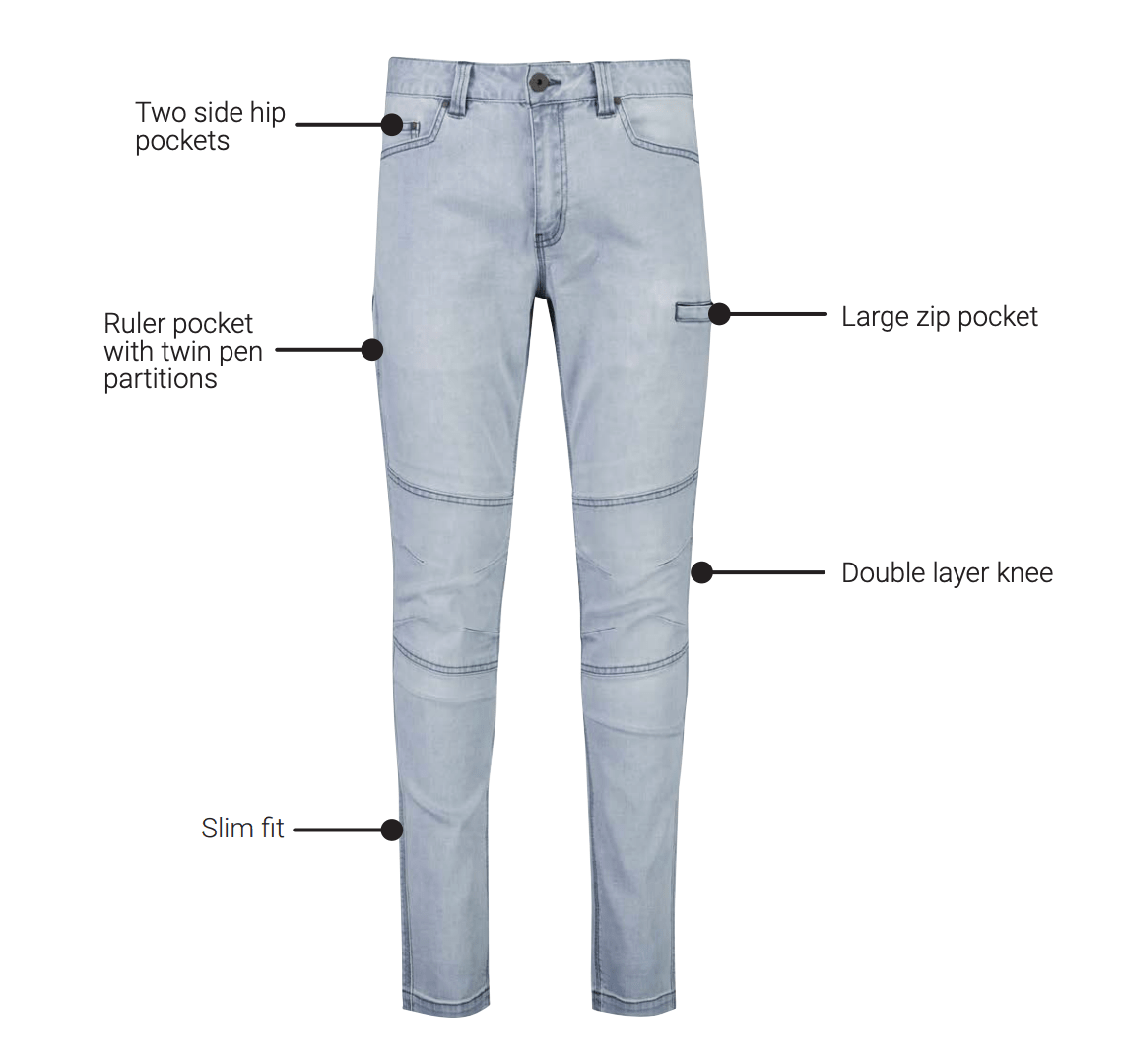 Mens Streetworx Stretch Jean – Slim Fit Work Denim - SunSafe Australia
