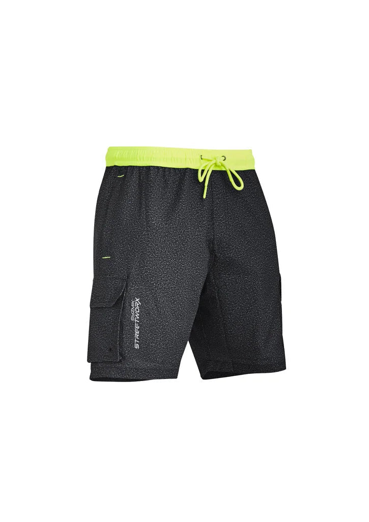 Syzmik Men's Streetworx Stretch Work Board Shorts in Khaki