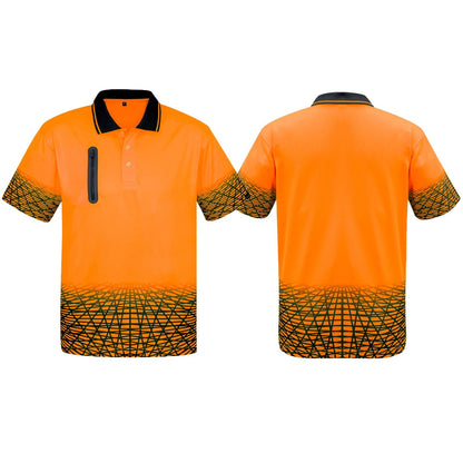 Men's Tracks Short Sleeve High Visibility Polo ZH300 - SunSafe Australia
