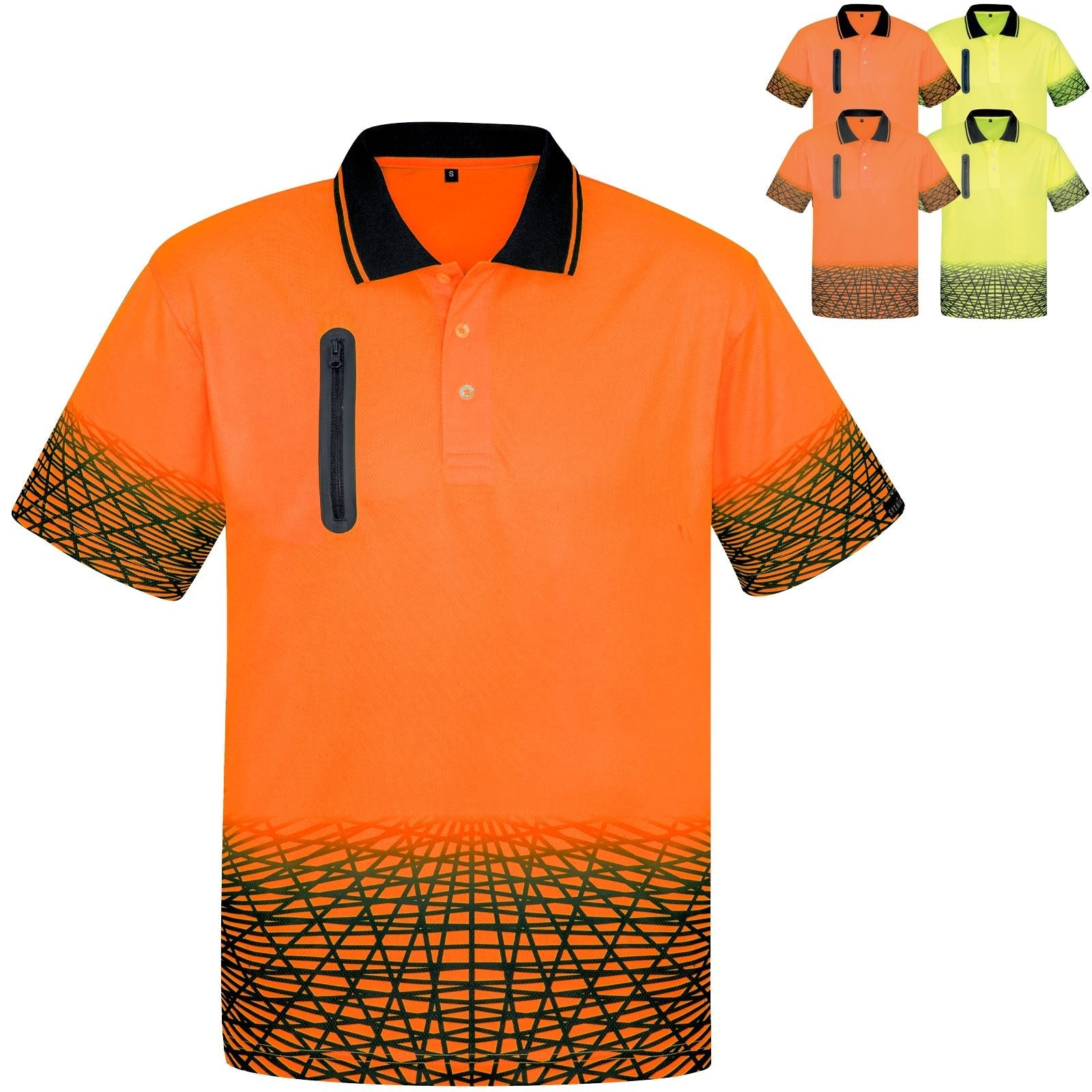 Men's Tracks Short Sleeve High Visibility Polo ZH300 - SunSafe Australia