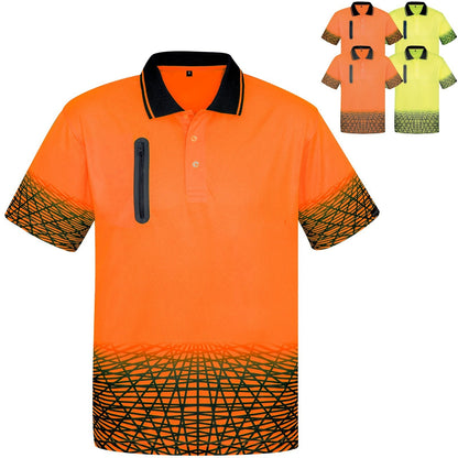 Men's Tracks Short Sleeve High Visibility Polo ZH300 - SunSafe Australia