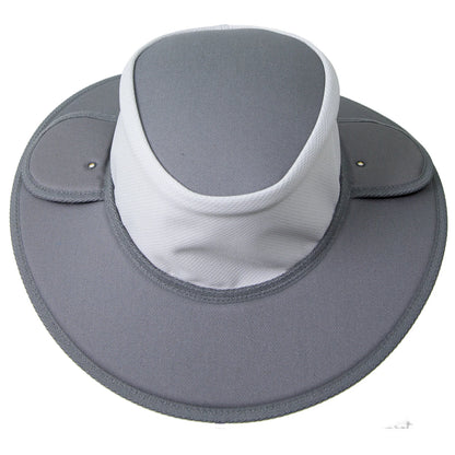 Silver grey earmuff hat with micro mesh ventilation and 9cm brim