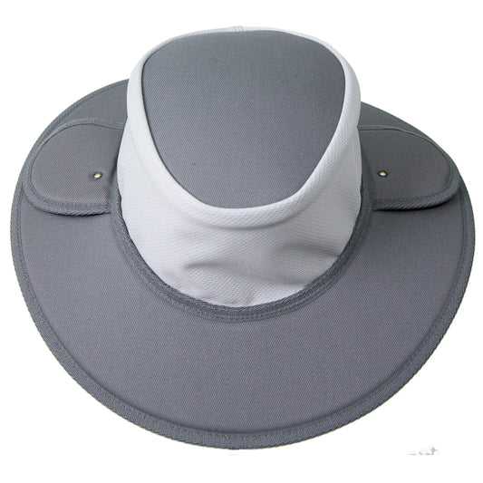 Silver grey earmuff hat with micro mesh ventilation and 9cm brim