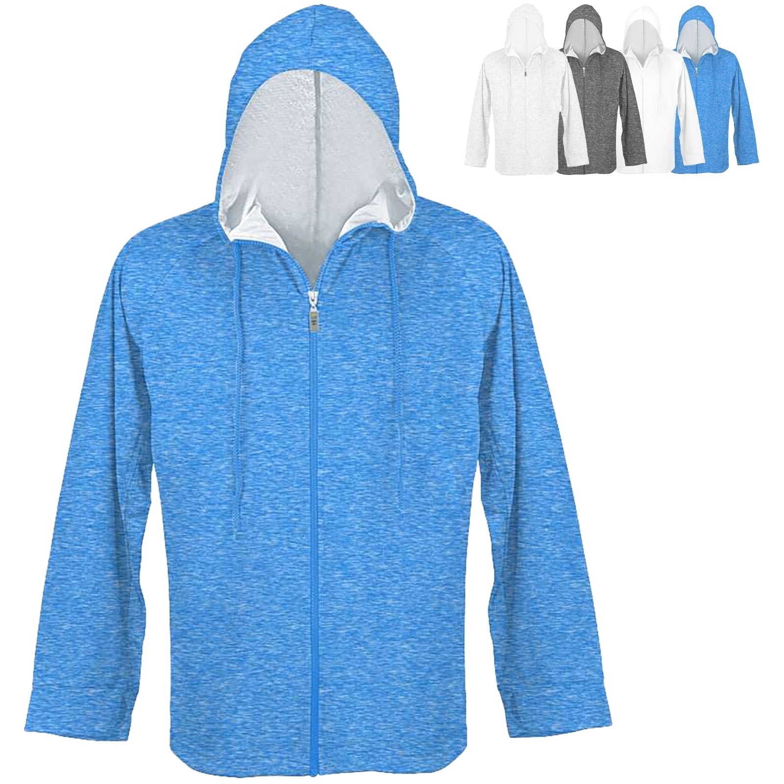 UPF 50+ Unisex Full Zip Hoodie in Mottled Marine