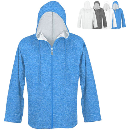 UPF 50+ Unisex Full Zip Hoodie in Mottled Marine