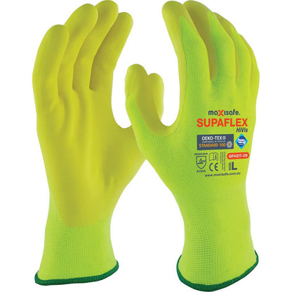 SupaFlex Hi - Vis Yellow Glove GFH217 – Breathable Micro Foam Coated Glove - SunSafe Australia
