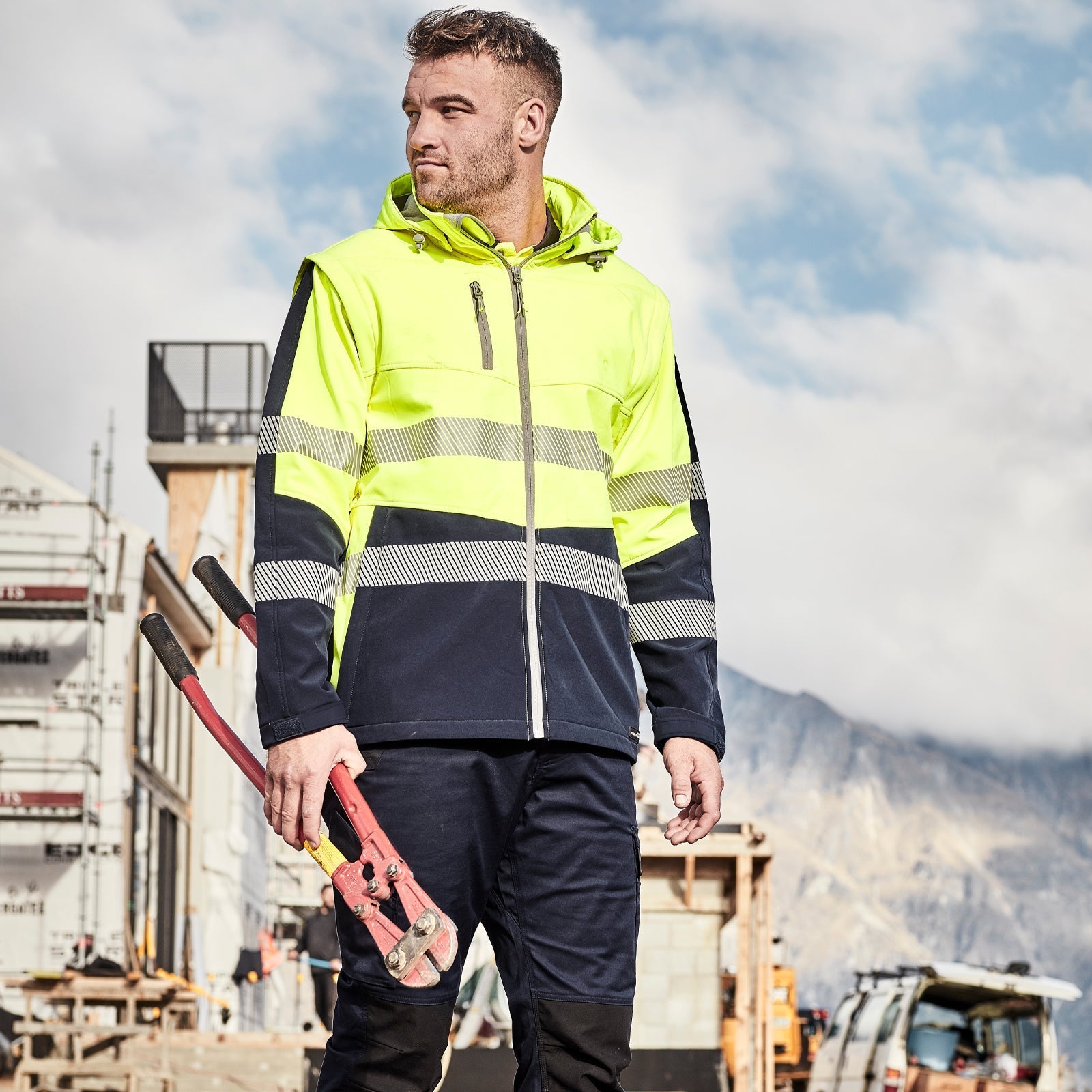 Unisex 2 - in - 1 Softshell Waterproof Work Jacket – Stretch Fabric with Segmented Tape - SunSafe Australia