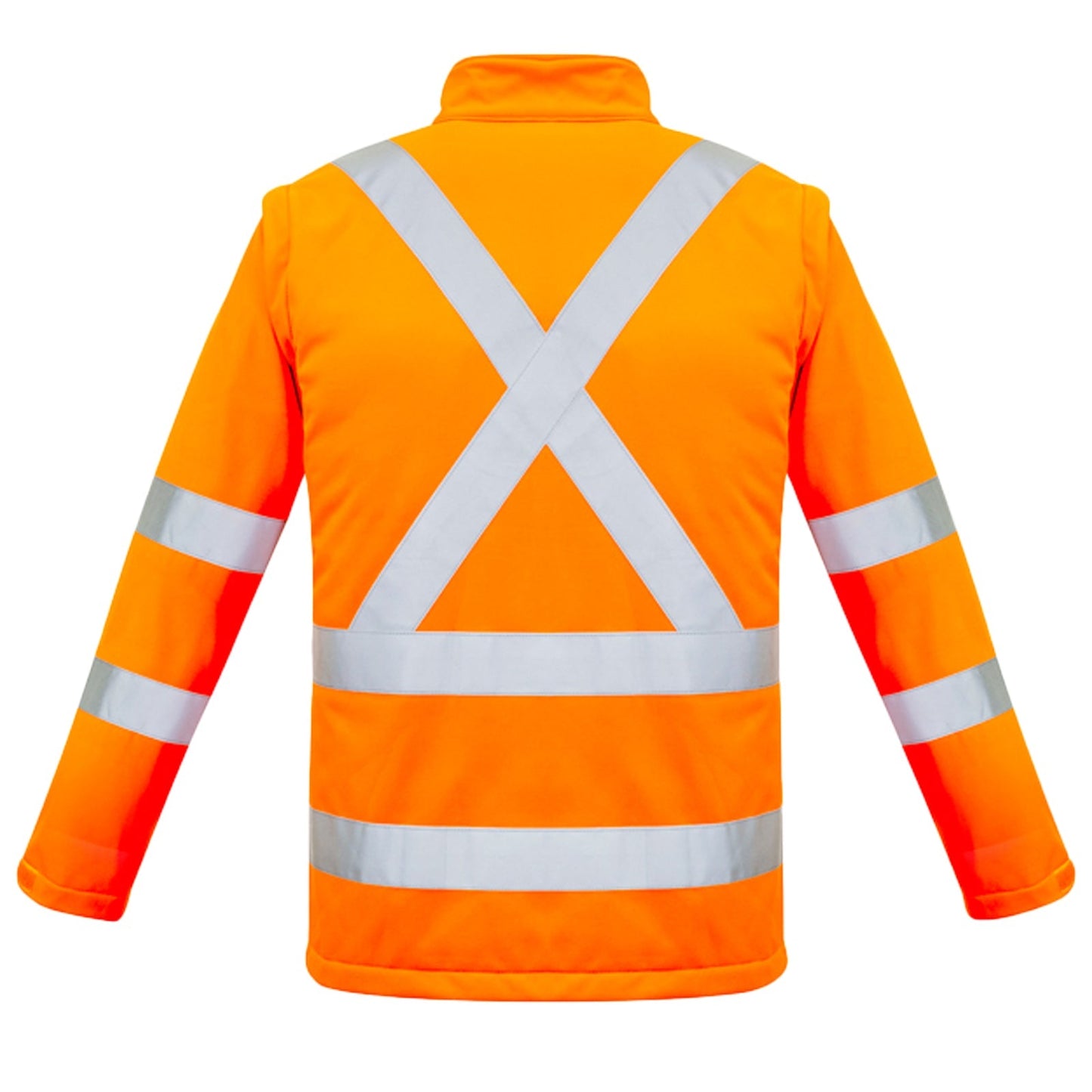 Unisex Hi - Vis 2 - in - 1 Softshell Jacket – X Back, Water Resistant, Zip - Off Sleeves - SunSafe Australia