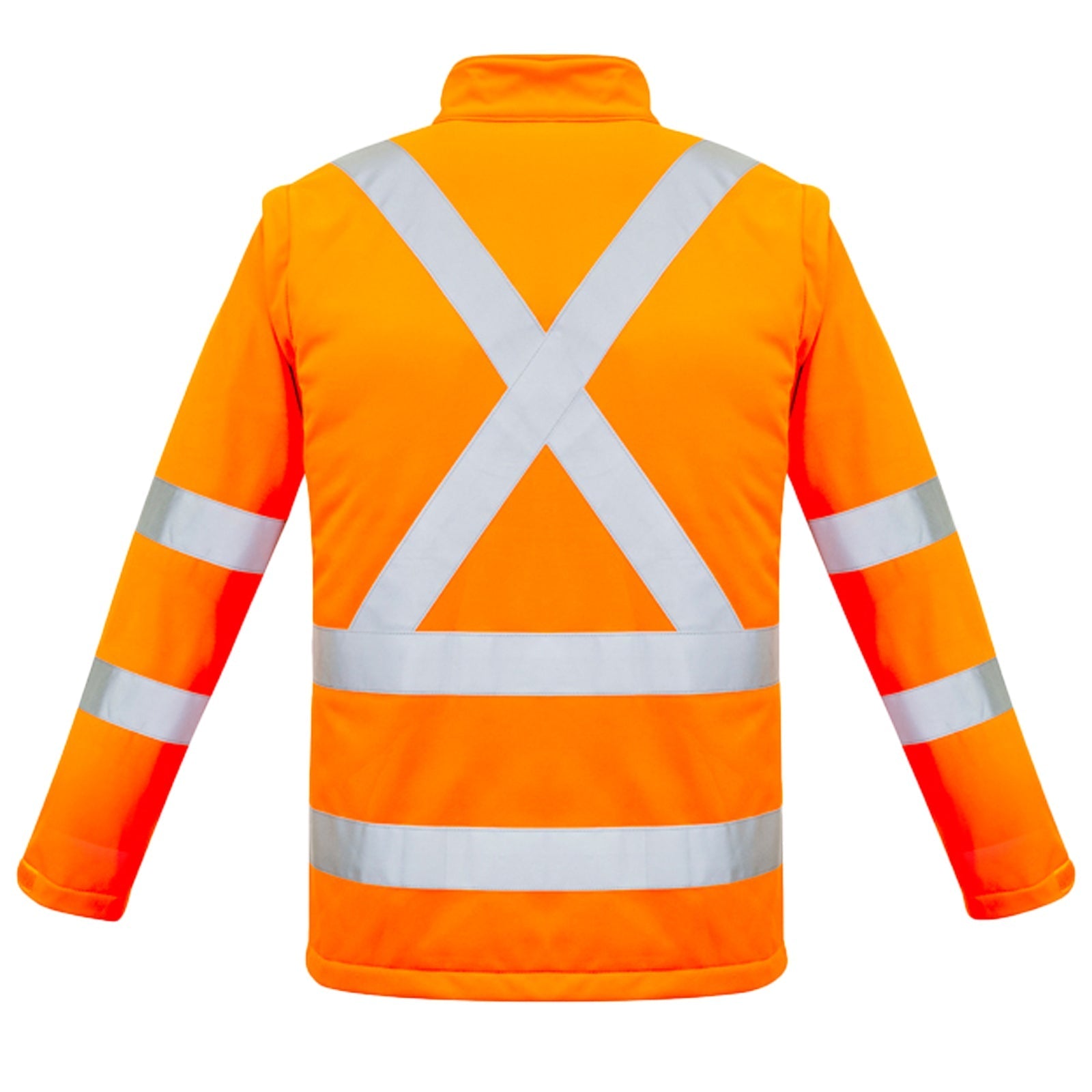 Unisex Hi - Vis 2 - in - 1 Softshell Jacket – X Back, Water Resistant, Zip - Off Sleeves - SunSafe Australia