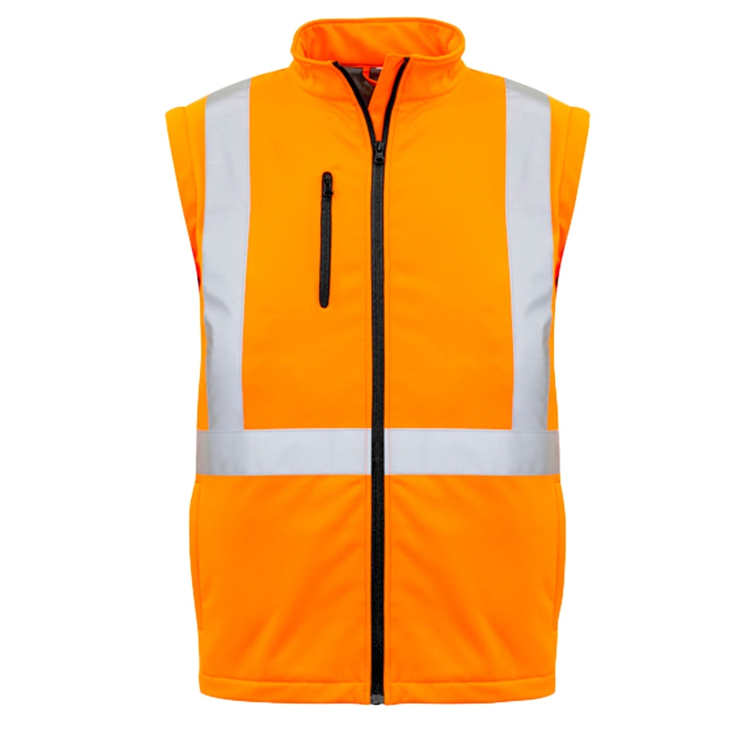 Unisex Hi - Vis 2 - in - 1 Softshell Jacket – X Back, Water Resistant, Zip - Off Sleeves - SunSafe Australia