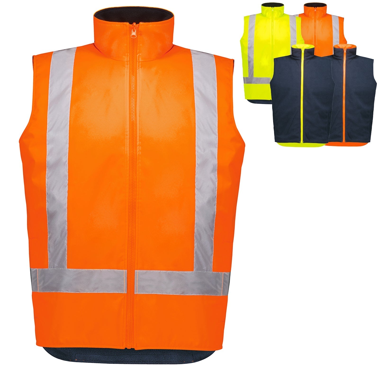 Unisex Hi Visibility Fleece Lined Waterproof Reversible Vest - SunSafe Australia