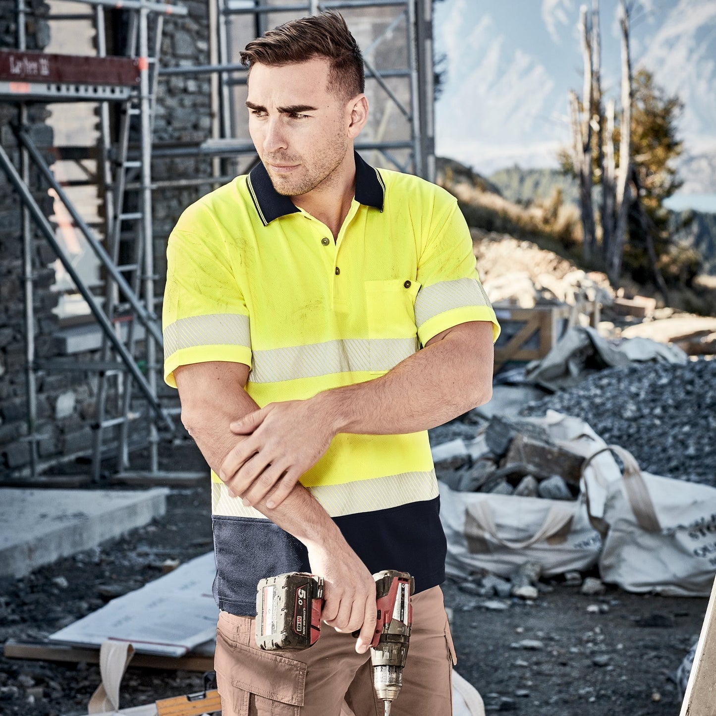 Unisex High Visibility Short Sleeve Polo Segmented Hoop Taped ZH535 - SunSafe Australia